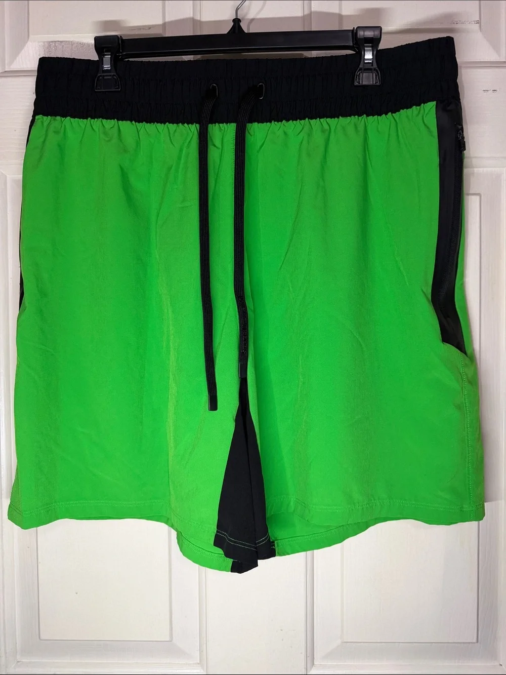Men's Green Athletic Swim/Workout Shorts with Black Waistband XLT